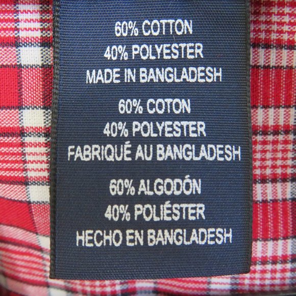 Chaps* Men's Short Sleeve Button Down Curved Hem Plaid Pocket Shirt~ Size XL - Picture 4 of 12